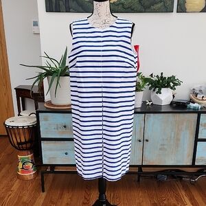 NEW - VILAGALLO Ocean Strip 100% Cotton Ocean Shift Dress
